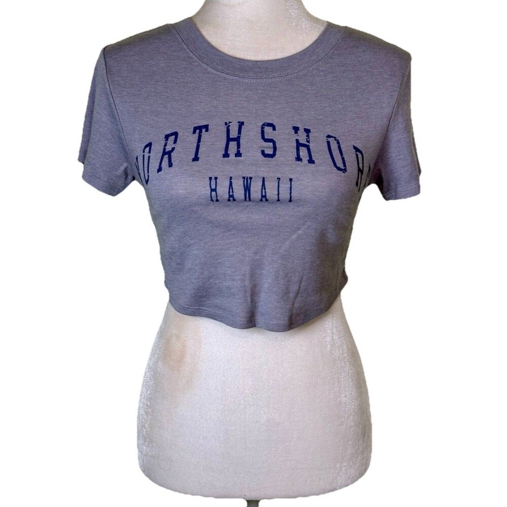 Women Cropped Graphic T Shirt North Shore‎ Hawaii Preppy Baby Tee Size Small